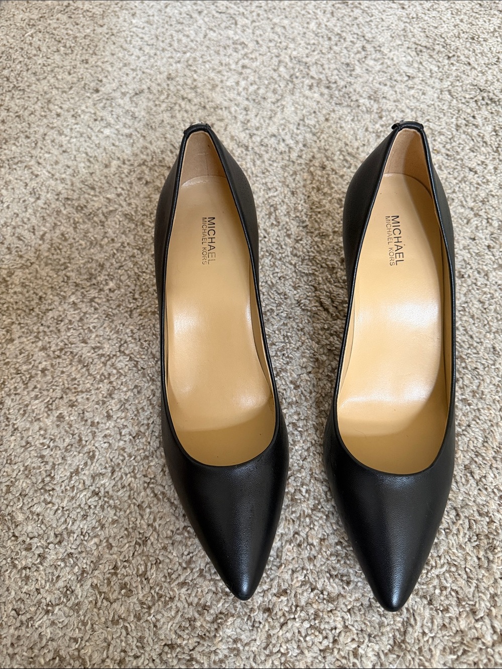 Michael Kors Black Leather Pointed-Toe Pumps